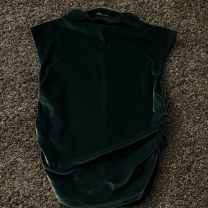 a new day Velvet Sleeveless Ruched Tank Top - Dark Green